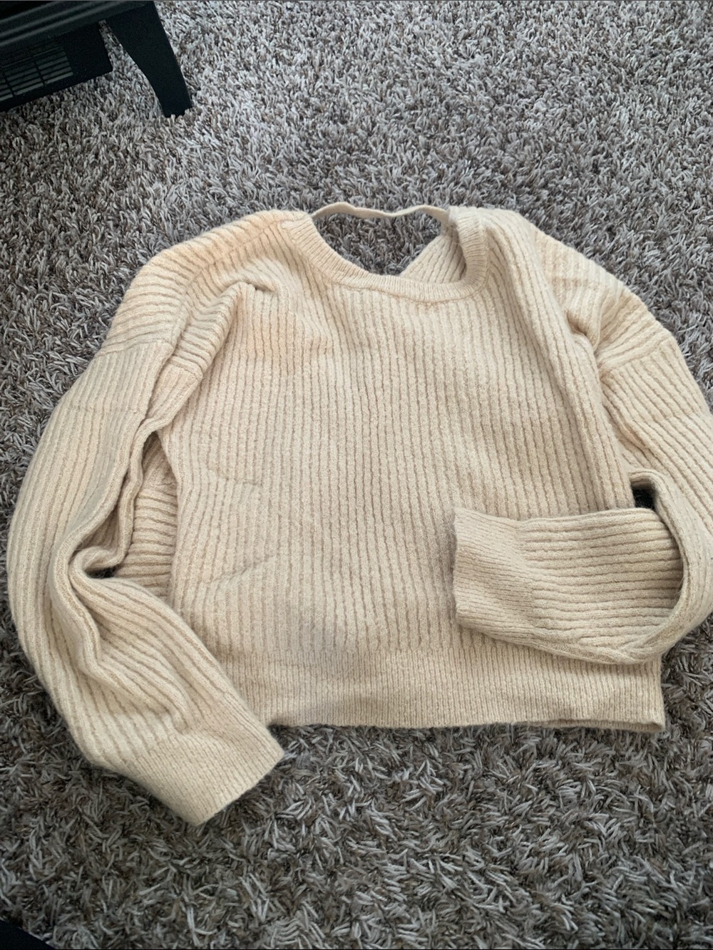 Cream sweater back is gorgeous